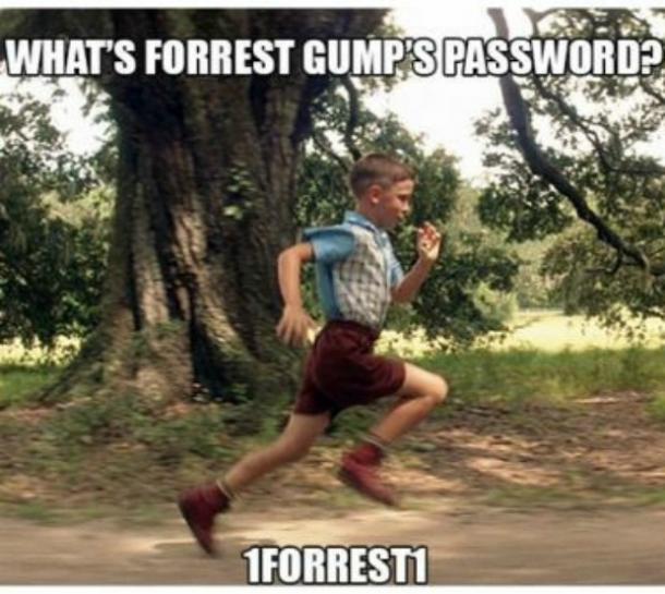   ¿Cuál es la contraseña de Forrest Gump?  1 bosque1