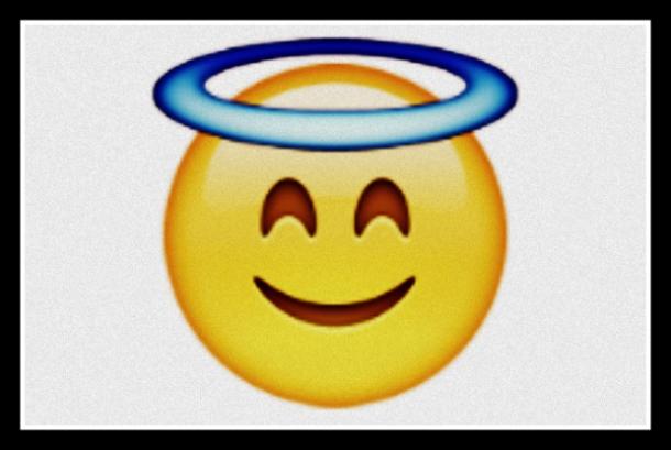 emoji coqueto cara sonriente con halo también conocido como ángel bebé